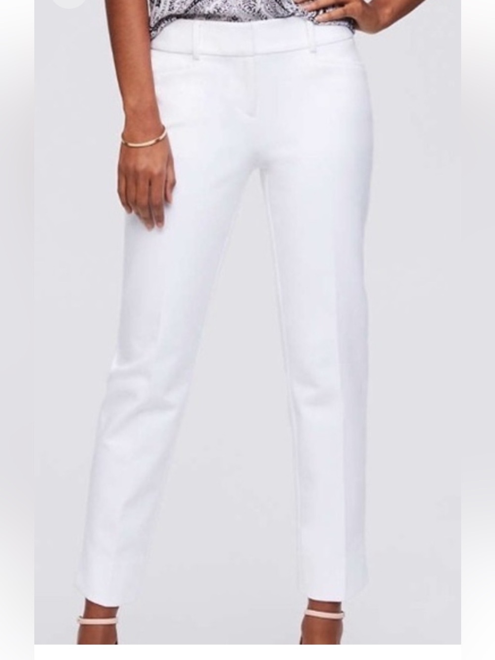 LOFT curvy Riviera crisp White Straight-Leg ankle cotton Pants size 4